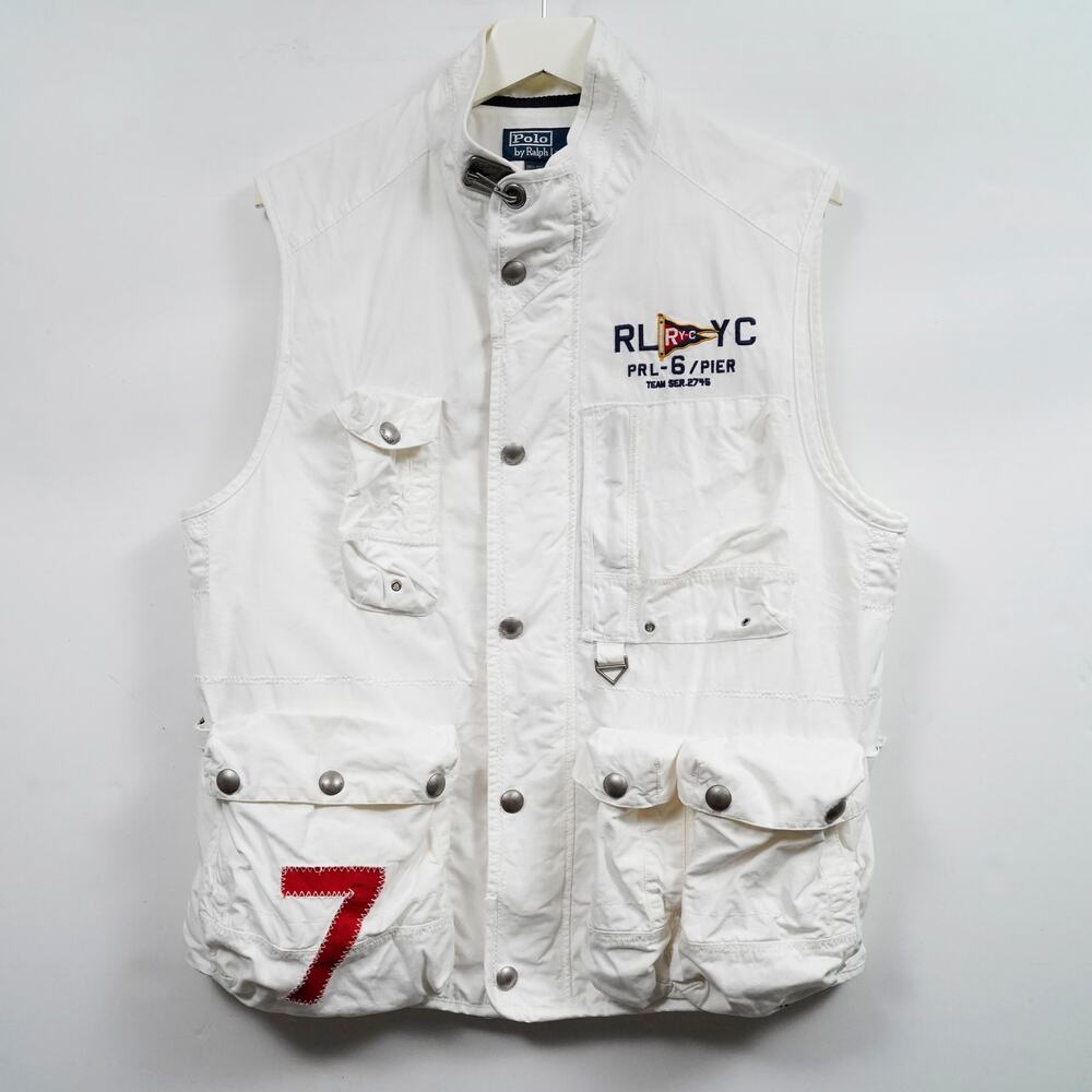 Vintage Polo Ralph Lauren RLYC Yacht Club Sailing Vest White Size M Nautical